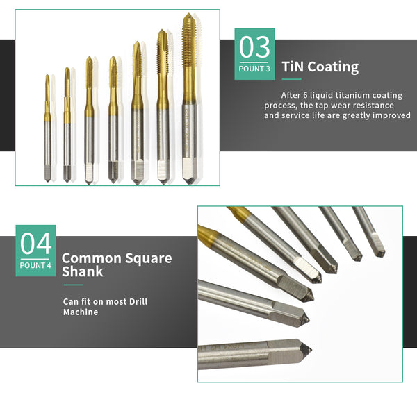1pc M2/M2.5/M3/M3.5/M4/M5/M6 Titanium Coated Hand Tap HSS Metric Straight Flute Thread Screw Tap