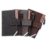 Men's Wallet Leather Short Carteira Vertical Locomotive British Casual Multi-function Card Bag Zipper Buckle Triangle Folding