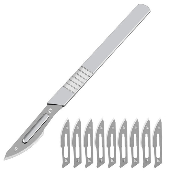 10pcs 11# 23# Carbon Steel Surgical Scalpel Blades + 1pc Handle Scalpel DIY Cutting Tool PCB Repair Animal Surgical Knife