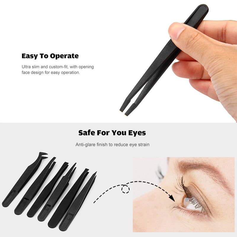 6PC Electronic Precision Tweezer Set Plastic Anti Static Precision Tweezers for Mobile Phone Repair Tools Kit Size 1/2/3/5/6/8