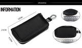 Genuine Leather Man Key Wallets Short Square Cowhide ID Card Holder Zipper Multi-function Car Keychain Housekeeper Key Organizer
