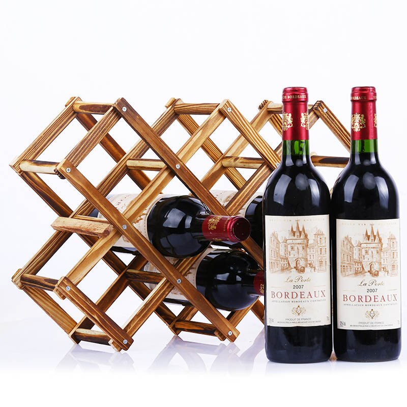 Quality Wooden Wine Bottle Holders Creative Practical Collapsible Living Room Decorative Cabinet Red Wine Display Storage Racks Main image