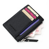 Men/Women Mini ID Card Holders Business Credit Card Holder PU Leather Slim Bank Card Case Organizer Wallet Zipper Unisex