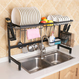 Kitchen stainless steel sink drain rack kitchen shelf DIY dishes cutlery dry drain rack 2 layer storage rack pantry organizer