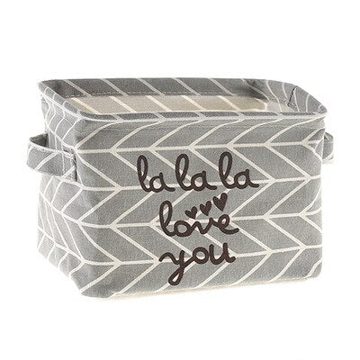 Desktop Storage Basket Cute Printing Waterproof Organizer Cotton Linen Sundries Storage Box Cabinet Underwear Storage Bag