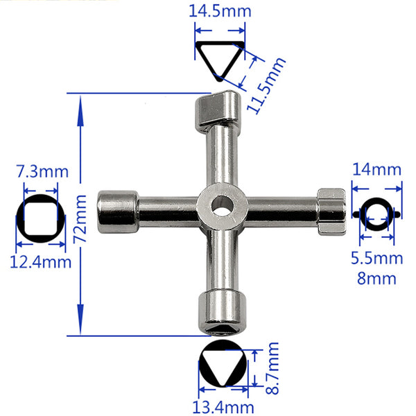 Multifunction 4 Ways Universal Triangle Wrench Key Plumber Keys Triangle For Gas Electric Meter Cabinets Bleed Radiators