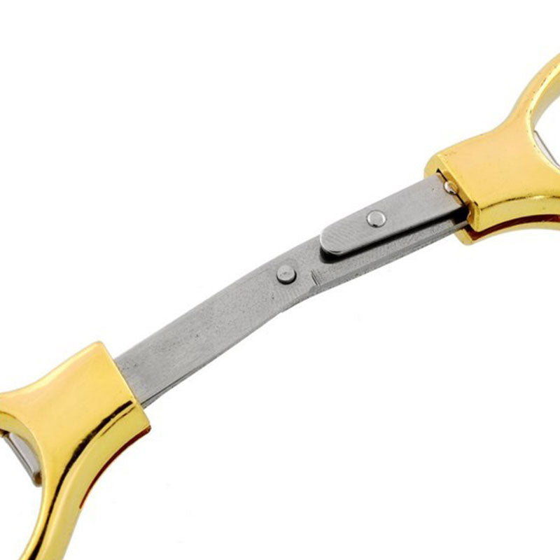 Silver Mini Stainless Steel Folding Keychain Fishing Scissors Glass Shaped Cutter Camping Tool Fishing Pliers Hook Scissors