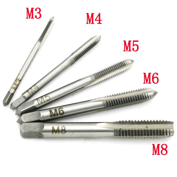 6pcs 3F Hand Screw Thread Metric Plug Tap Set M3 M4 M5 M6 M8 with Adjustable Tap Wrench 1/16-1/4"