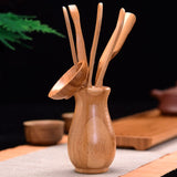 6 Pcs/set Handmade Kung Fu Tea Sets Vintage Puer Knife Spoon Tea Tools Set Tea Ceremony Utensils Chinese Bamboo Clip Strainer