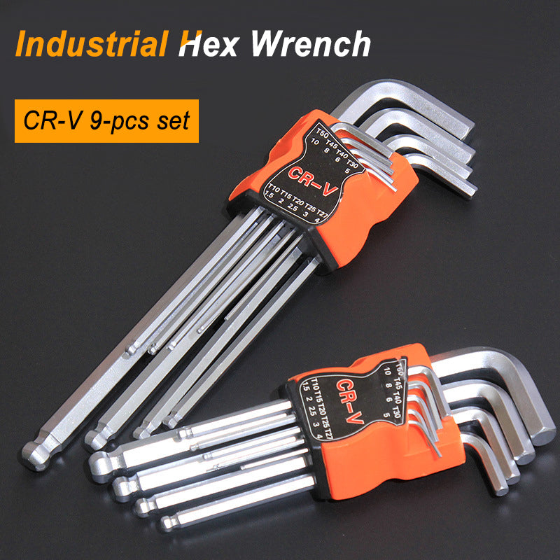 9pcs Universal Hex Key Wrench Set Double End Allen Wrench 1.5mm-10mm Chromium Vanadium Steel Hexagon Spanner Set Hand Tools Main image