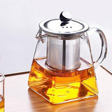 High Temperature Resistance Glass Teapot Set Stainless Steel Filtering Teapot Square Flower Tea Pot Kung Fu Tea Kettle Tetera