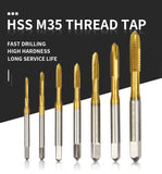 1pc M2/M2.5/M3/M3.5/M4/M5/M6 Titanium Coated Hand Tap HSS Metric Straight Flute Thread Screw Tap