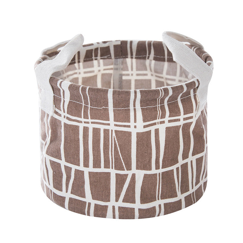 Desktop Storage Basket Cute Printing Waterproof Organizer Cotton Linen Sundries Storage Box Cabinet Underwear Storage Bag