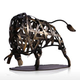 Metal Figurine Iron Braided Cattle Figurine Vintage Home Decor Handmade Animal Crafts Accessories Gift For Home Office