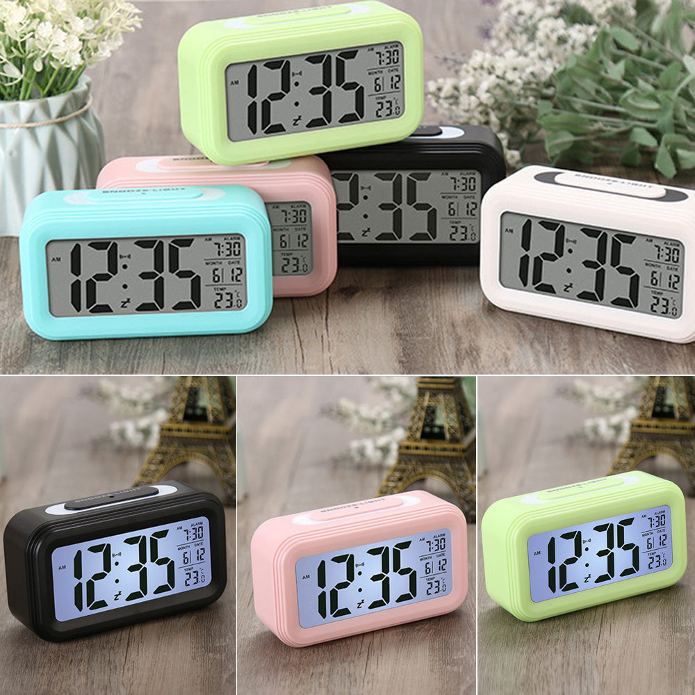LED Digital Alarm Clock Electronic Smart Clocks Temperature & Calendar Snooze Function Alarm Clock Home Table Backlight Display Main image