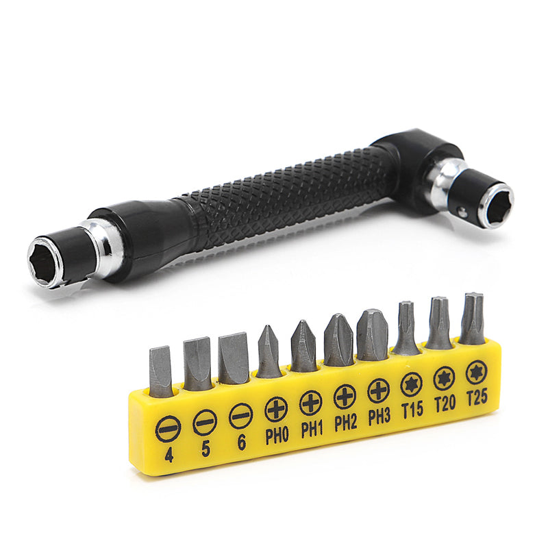 10 in 1 Socket Screwdriver L-shaped Angle Head Twin Wrench Driver Torx Flat Bit Screwdriver Set Parafusadeira 'lrz