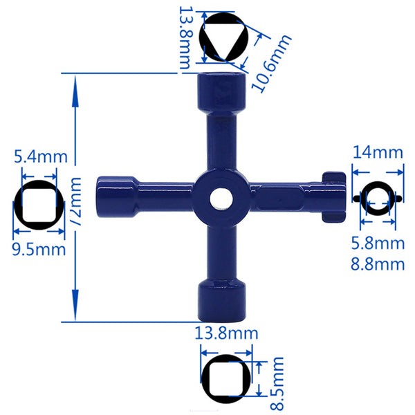 Multifunction 4 Ways Universal Triangle Wrench Key Plumber Keys Triangle For Gas Electric Meter Cabinets Bleed Radiators