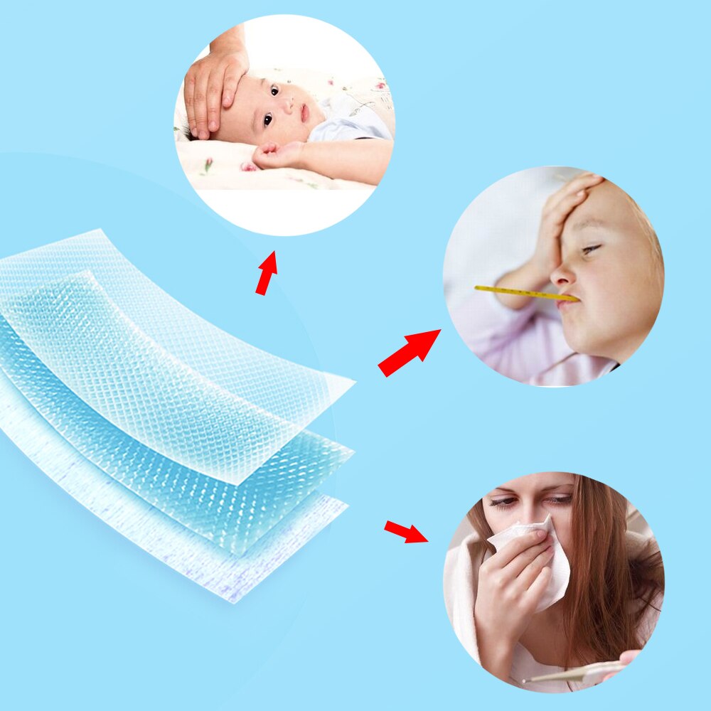 10bags Cooling Patches Baby Fever Down Medical Plaster Migraine Headache Pad Lower Temperature Ice Gel Polymer Hydrogel D1731 Main image
