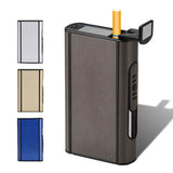 Portable Automatic Cigarette Case Aluminium Alloy Gadgets For Men USB Lighters Electric Lighter Ejection Holder Cadeau Homme