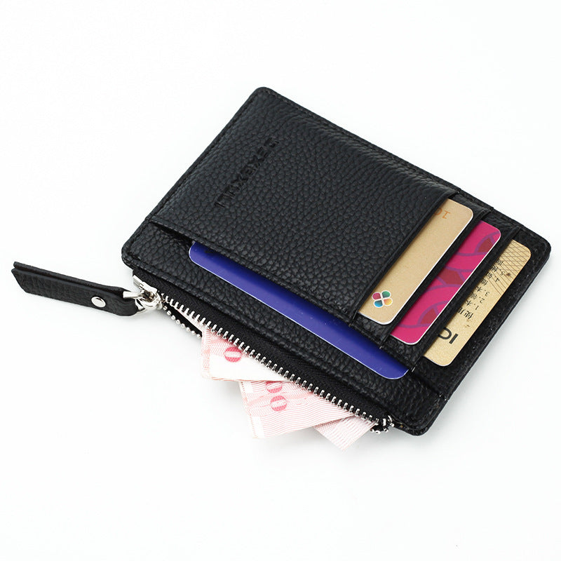 Small Credit ID Card Holder Slim Leather Wallet With Coin Pocket