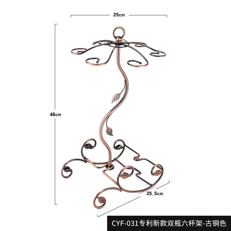 Iron Wire Maple Leaf Hollow Wine Rack Stand Hanging Drinking Glasses Stemware Rack Shelf Wine Bottle & Glass Cup Holder Display Main image