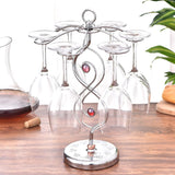 Nordic Style Goblet Holder Wine Cup Rack Red Wine Glass Cup Standing with 6 Hooks Stainless Steel Hanging Drinking Glasses Rack
