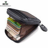 Men Genuine Leather Wallet Credit Card Holder Rfid Blocking Zipper Pocket New Carteira Business Card Holder Tarjetero Clutch Bag