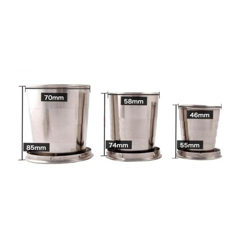 60ml 150ml 250ml Stainless Steel Camping Folding Cup Portable Outdoor Travel Demountable Collapsible Cup With Keychain Main image