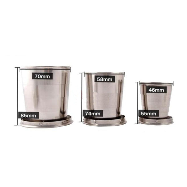 60ml 150ml 250ml Stainless Steel Camping Folding Cup Portable Outdoor Travel Demountable Collapsible Cup With Keychain