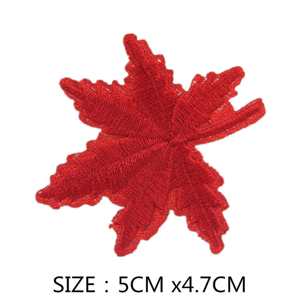 Cute 2 pcs Mixed Colors Fabric Sticker Patches Embroidered Iron on Patch Maple Leaf Sticker Garment Clothing Applique