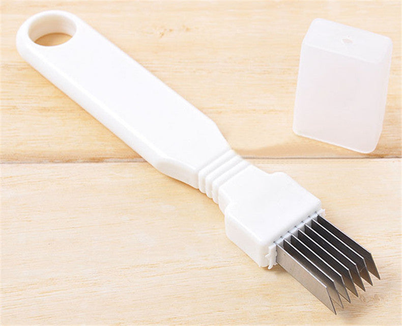 Convenient Onion Knife CutterGraters Slicers Shredder Plastic+Stainless Steel knives With Cover Vegetable Tools