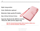 High-capacity candy-colored zipper wallet High quality Leather Handbag button Cross-shaped long section Wallets