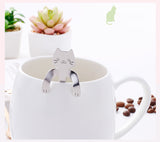 Coffee&Tea Spoon Mini Cat Long Handle Creative Spoon Drinking Tools Food grade Stainless Steel Kitchen Flatware Tableware