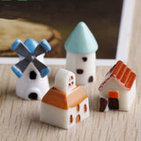 XBJ050 The windmill house 4pcs moss micro landscape decoration resin decoration creative arts and crafts Castle houses