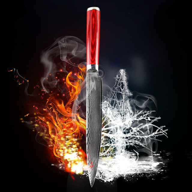 new damascus steel blade color wood handle 8 inch damascus filleting knife 71 layers damascus cleaver knife