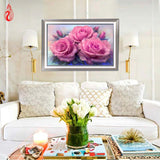 DIY 5D Diamond Embroidery Three Flower Round Diamond Painting Cross Stitch Kits Mosaic Painting Home Decoration