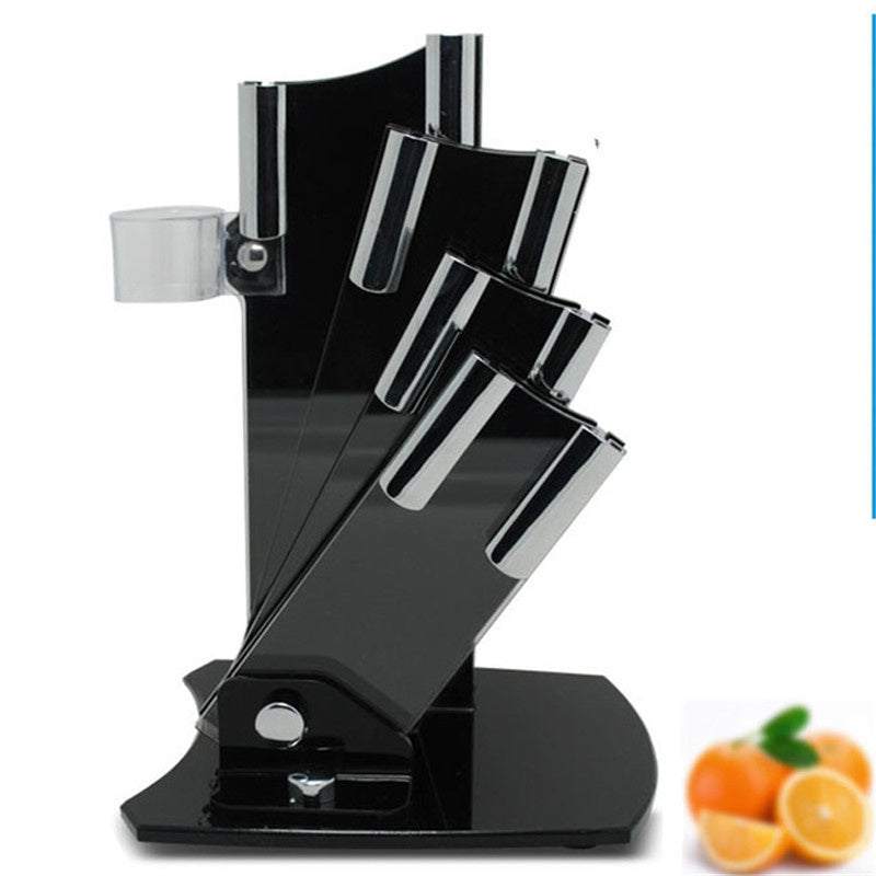 Beautiful acrylic kitchen ceramic knife holder, kitchen knife stand block for 3'' 4'' 5'' 6'' knives with one peeler Main image