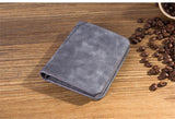 Frosted leather wallet retro three fold vertical PU leather clutch Young Korean multi-card bit wallet men's purse