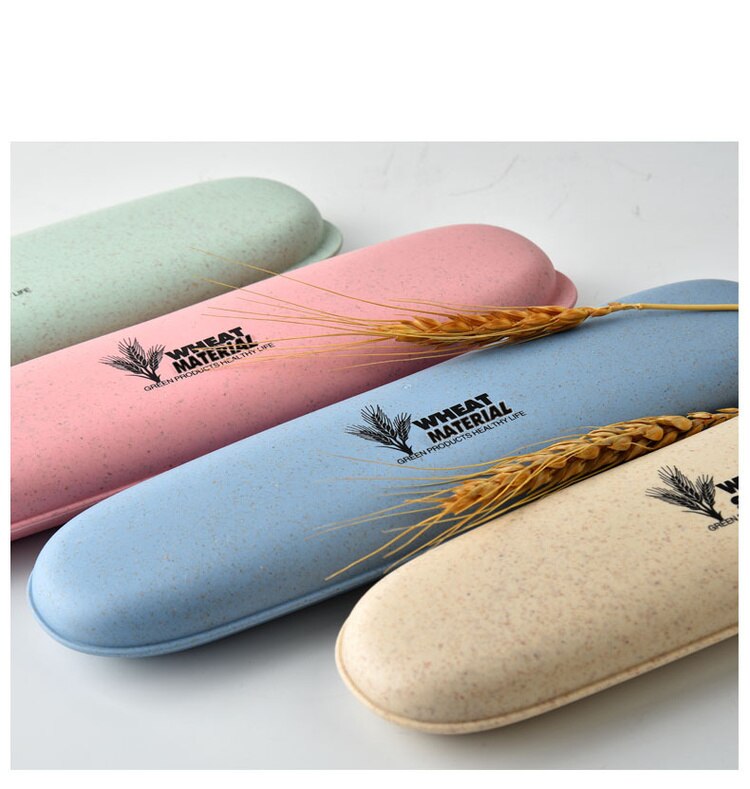 Portable Travel Cutlery Tableware Set Wheat Straw Dinnerware Sets Camping Picnic Kids School Gift Kitchen Tools