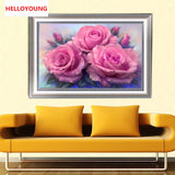 DIY 5D Diamond Embroidery Three Flower Round Diamond Painting Cross Stitch Kits Mosaic Painting Home Decoration