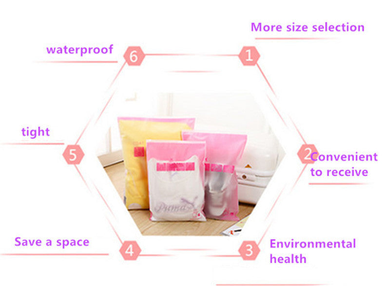 8 PCS/set Cartoon Travel Organizer Clothing Storage Bag Zip Lock Plastic Bags Waterproof Garment Shoe Sock Luggage Bag Y119