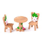 3pcs/Set Table Chair Resin Craft Micro Landscape Ornament Fairy Garden Miniature Terrarium Figurine Christmas Decoration
