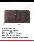 Oil wax leather men's leather wallet casual retro long wallet large capacity multi-position clutch men's purse