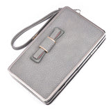 New bow lunch box bag litchi pattern wallet the long section of the phone package Money bags women's wallet wallet-fem