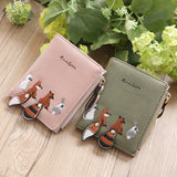 Fashion Women's Wallet Lovely Cartoon Animals Short Leather Female Small Coin Purse Hasp Zipper Kid Purse Card Holder For Girls