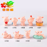 2pcs/lot Piggy Story Micro Landscape Resin Crafts Small Decoration Keychain Accessories Dolls 12 Zodiac Pigs