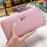 women long clutch Wallets female Fashion PU Leather Bowknot coin bag phone purses Famous designer lady cards holder wallet