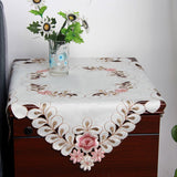 BZ320 European Luxury Polyester Embroidery Floral Tablecloth Hotel Home Wedding Party Lace Edge Table Cover Decorative Hot Sale