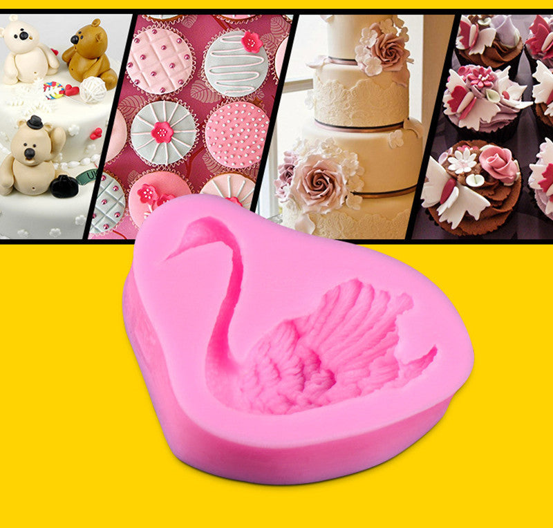 New Brand Fondant  Bakeware Cake 3D Mould Swan Shaped Party Decoration Cake Tools DIY Wedding Silicone Baking Moulds