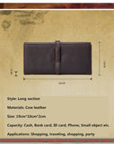 Long business and leisure hand holding High-quality cow leather multi-card purse Genuine Leather men's wallet